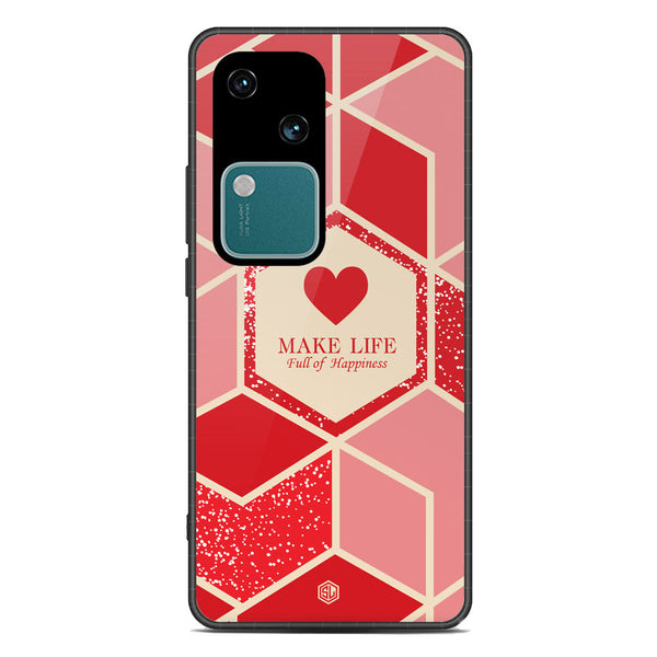 Happiness Series Soft Phone Case - Premium Glass Case - Design 5 - Vivo S18