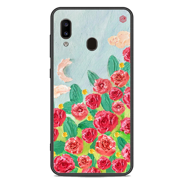 Floral Series Soft Phone Case - Premium Glass Case - Design 10 - Samsung Galaxy A20