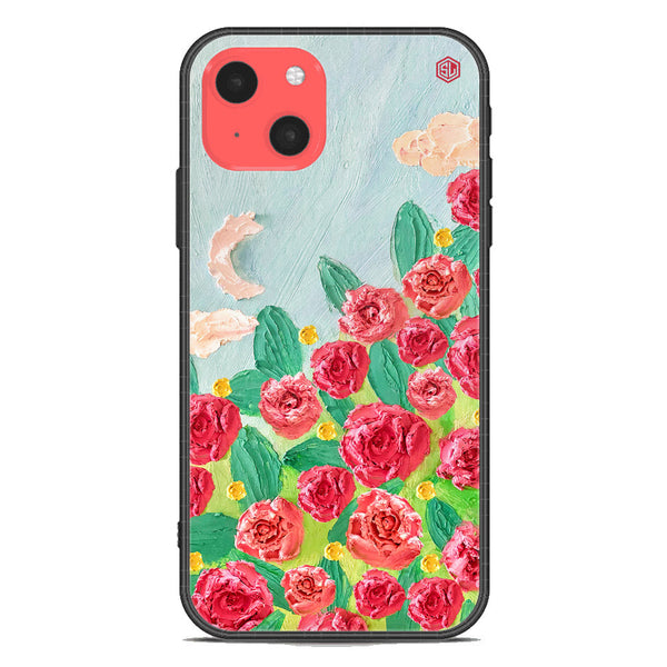 Floral Series Soft Phone Case - Premium Glass Case - Design 10 - iPhone 13 Mini