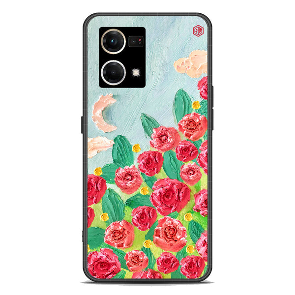 Floral Series Soft Phone Case - Premium Glass Case - Design 10 - Oppo Reno 7 4G