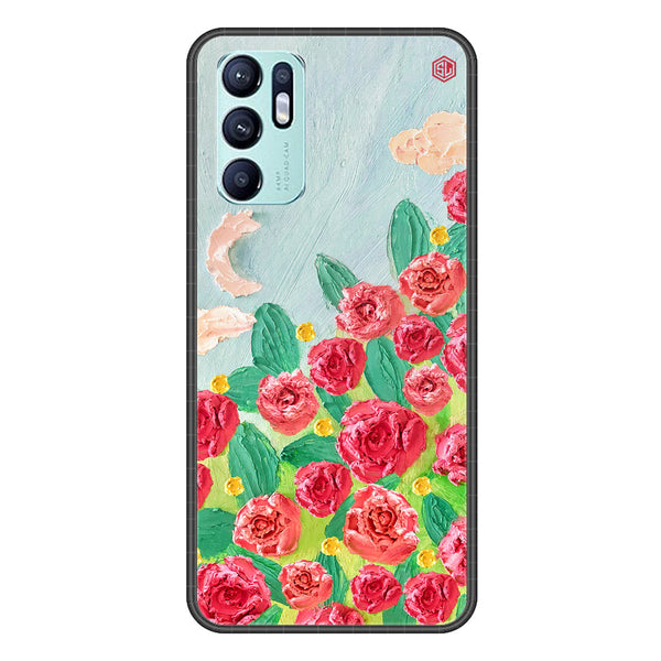 Floral Series Soft Phone Case - Premium Glass Case - Design 10 - Oppo Reno 6