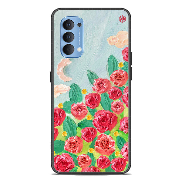 Floral Series Soft Phone Case - Premium Glass Case - Design 10 - Oppo Reno 4