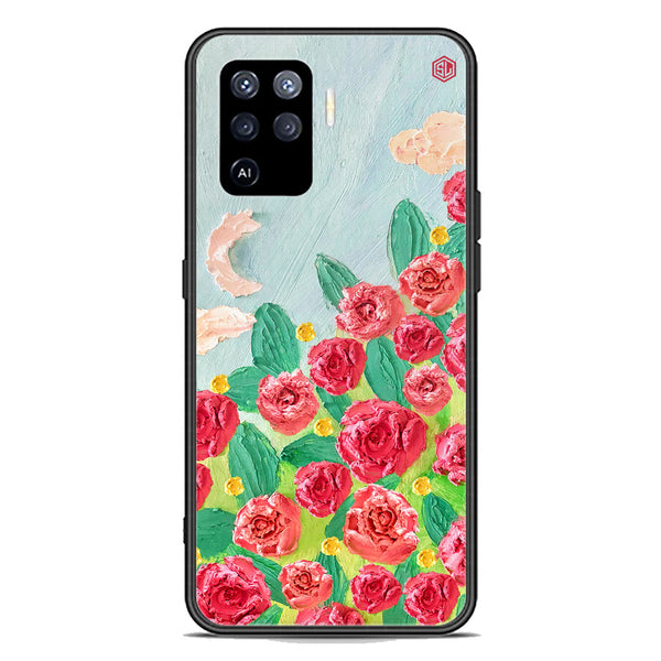 Floral Series Soft Phone Case - Premium Glass Case - Design 10 - Oppo F19 Pro