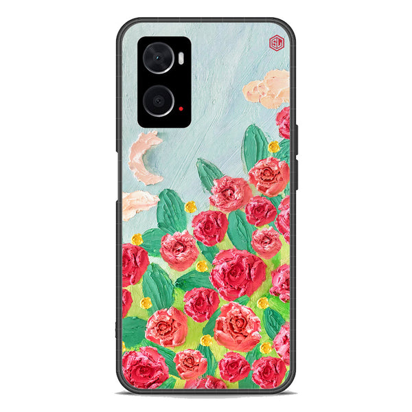 Floral Series Soft Phone Case - Premium Glass Case - Design 10 - Oppo A96 4G