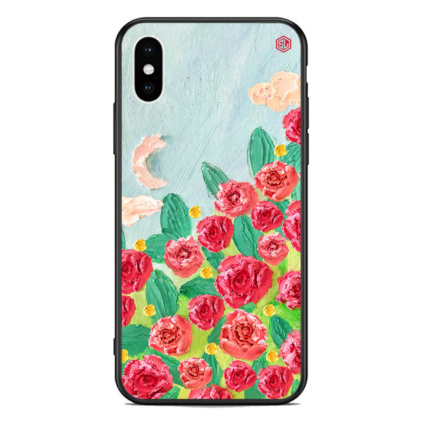 Floral Series Soft Phone Case - Premium Glass Case - Design 10 - iPhone XS Max