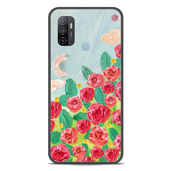 Floral Series Soft Phone Case - Premium Glass Case - Design 10 - Oppo A53