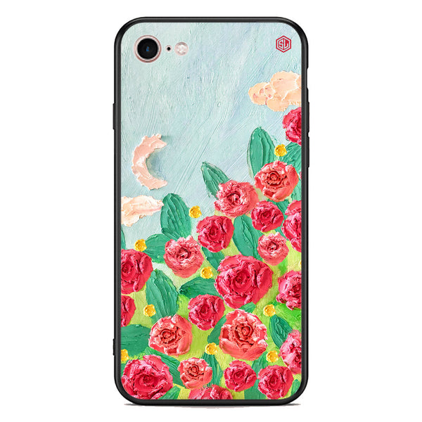 Floral Series Soft Phone Case - Premium Glass Case - Design 10 - iPhone 8 / 7