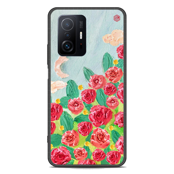 Floral Series Soft Phone Case - Premium Glass Case - Design 10 - Xiaomi 11T Pro