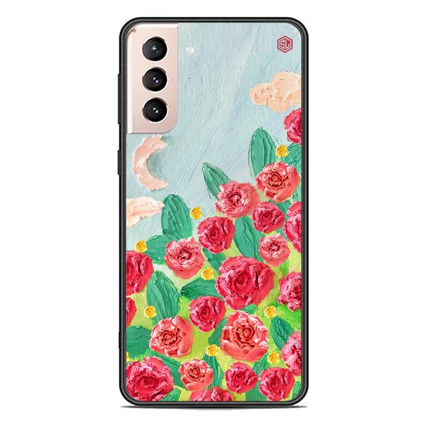 Floral Series Soft Phone Case - Premium Glass Case - Design 10 - Samsung Galaxy S22 Plus 5G