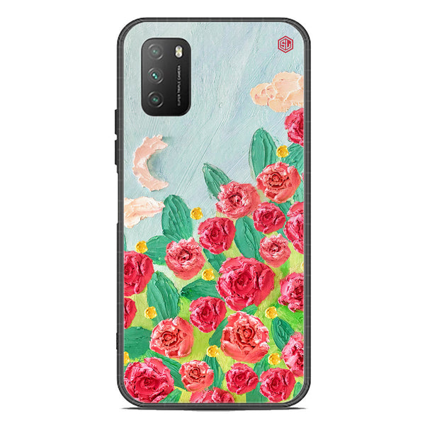 Floral Series Soft Phone Case - Premium Glass Case - Design 10 - Xiaomi Poco M3