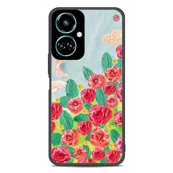 Floral Series Soft Phone Case - Premium Glass Case - Design 10 - Tecno Camon 19