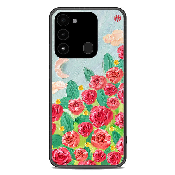 Floral Series Soft Phone Case - Premium Glass Case - Design 10 - Tecno Spark 8C