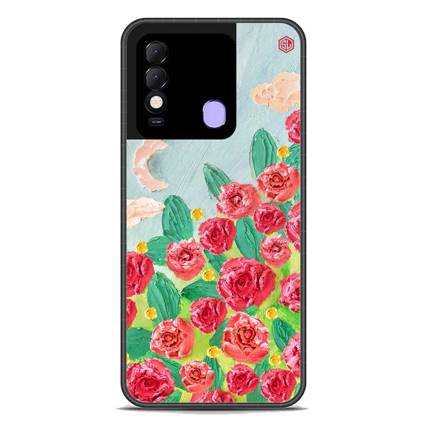 Floral Series Soft Phone Case - Premium Glass Case - Design 10 - Tecno Spark 8