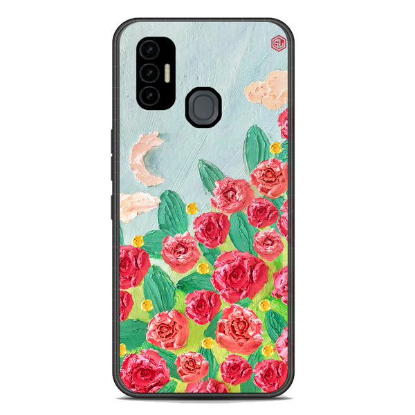 Floral Series Soft Phone Case - Premium Glass Case - Design 10 - Tecno Spark 7