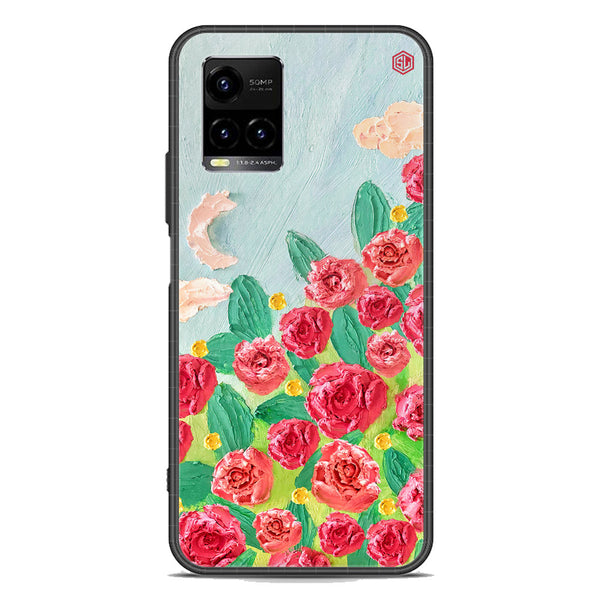 Floral Series Soft Phone Case - Premium Glass Case - Design 10 - Vivo Y21G