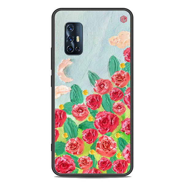 Floral Series Soft Phone Case - Premium Glass Case - Design 10 - Vivo Y9s