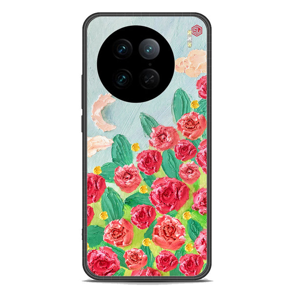 Floral Series Soft Phone Case - Premium Glass Case - Design 10 - Vivo X90 Pro