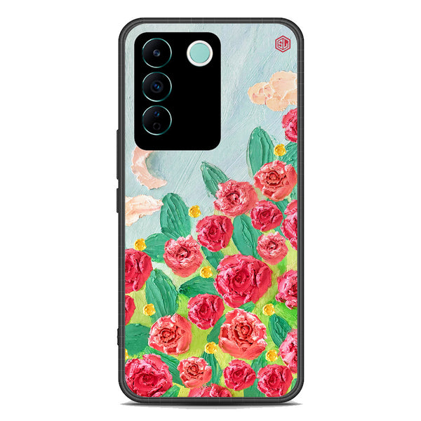 Floral Series Soft Phone Case - Premium Glass Case - Design 10 - Vivo V27e