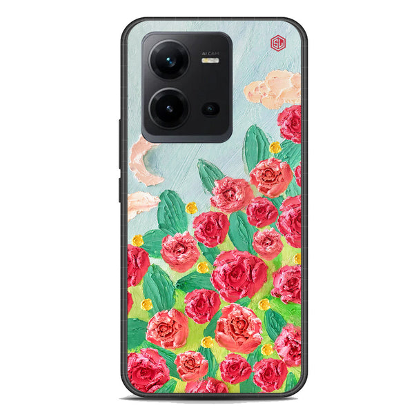 Floral Series Soft Phone Case - Premium Glass Case - Design 10 - Vivo V25e