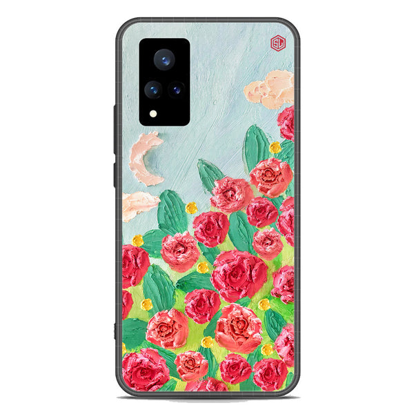 Floral Series Soft Phone Case - Premium Glass Case - Design 10 - Vivo V21