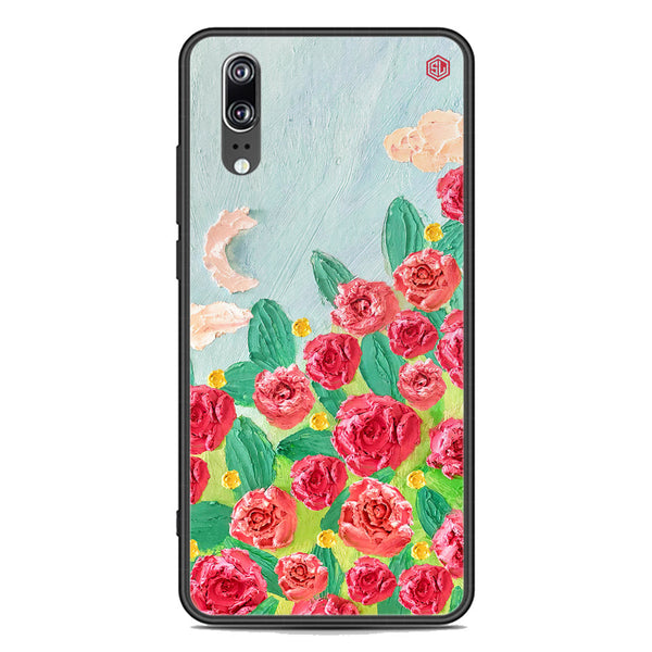 Floral Series Soft Phone Case - Premium Glass Case - Design 10 - Huawei P20