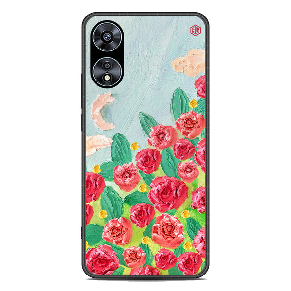 Floral Series Soft Phone Case - Premium Glass Case - Design 10 - Oppo A58 4G