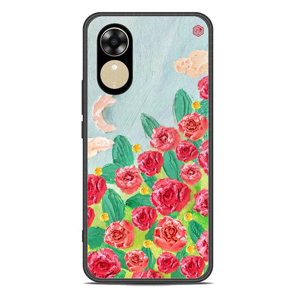 Floral Series Soft Phone Case - Premium Glass Case - Design 10 - Oppo A17k