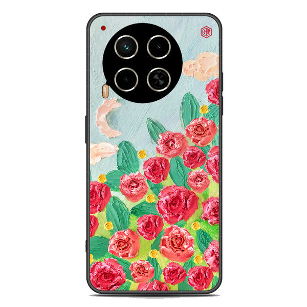 Floral Series Soft Phone Case - Premium Glass Case - Design 10 - Tecno Camon 30