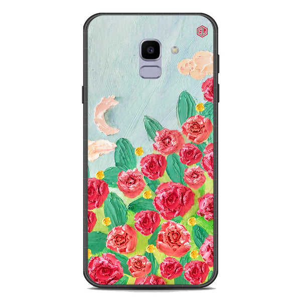 Floral Series Soft Phone Case - Premium Glass Case - Design 10 - Samsung Galaxy J6 2018