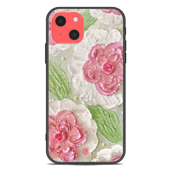 Floral Series Soft Phone Case - Premium Glass Case - Design 13 - iPhone 13 Mini