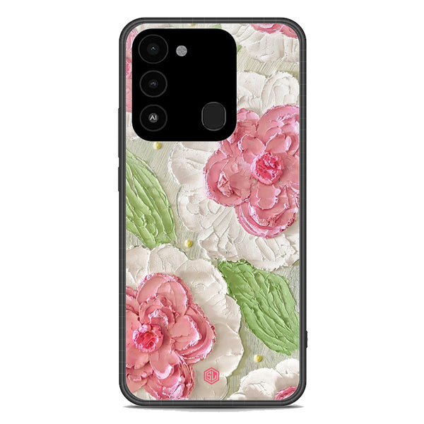 Floral Series Soft Phone Case - Premium Glass Case - Design 13 - Tecno Spark 8C