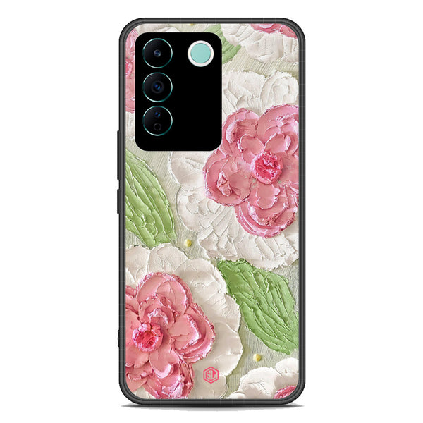 Floral Series Soft Phone Case - Premium Glass Case - Design 13 - Vivo V27e