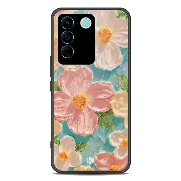 Floral Series Soft Phone Case - Premium Glass Case - Design 16 - Vivo V27e