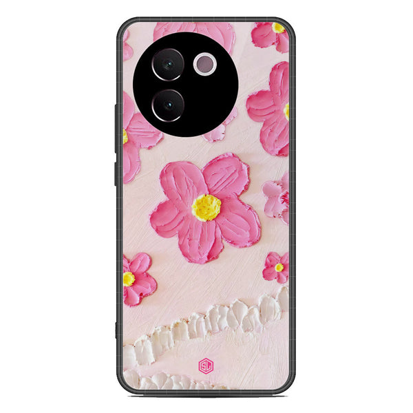 Floral Series Soft Phone Case - Premium Glass Case - Design 2 - Vivo V30e