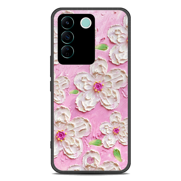 Floral Series Soft Phone Case - Premium Glass Case - Design 5 - Vivo V27e