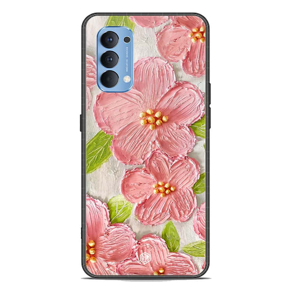 Floral Series Soft Phone Case - Premium Glass Case - Design 9 - Oppo Reno 4