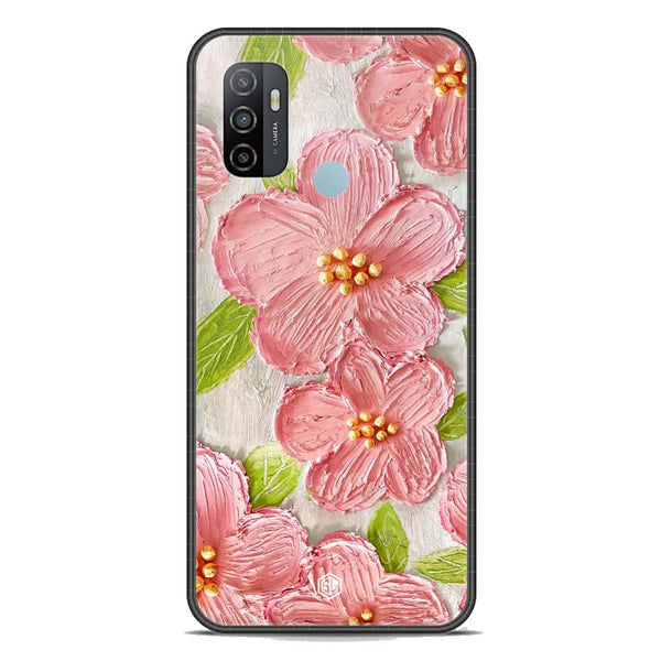 Floral Series Soft Phone Case - Premium Glass Case - Design 9 - Oppo A53