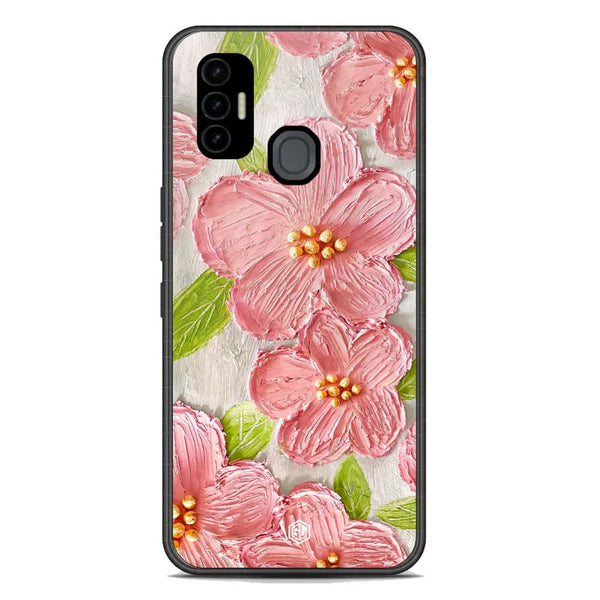 Floral Series Soft Phone Case - Premium Glass Case - Design 9 - Tecno Spark 7