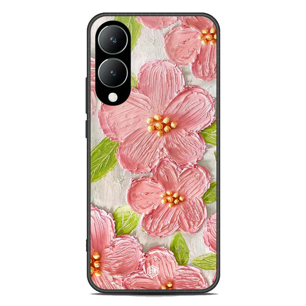 Floral Series Soft Phone Case - Premium Glass Case - Design 9 - Vivo Y17s