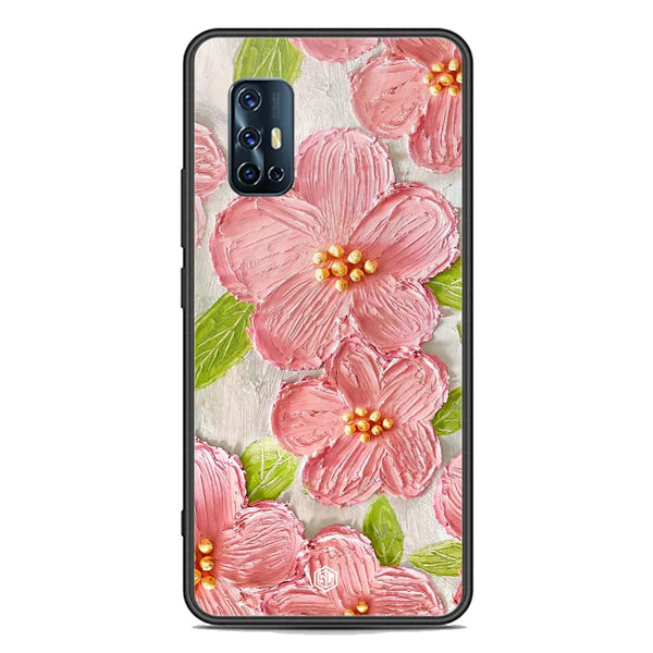 Floral Series Soft Phone Case - Premium Glass Case - Design 9 - Vivo Y9s