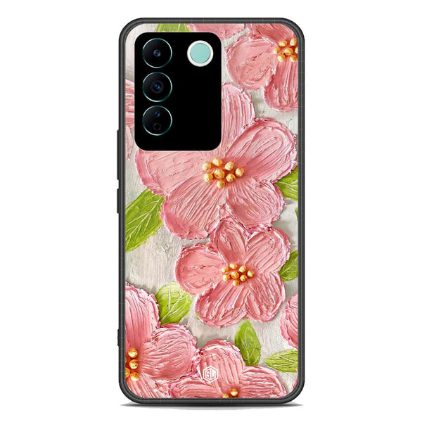 Floral Series Soft Phone Case - Premium Glass Case - Design 9 - Vivo V27e