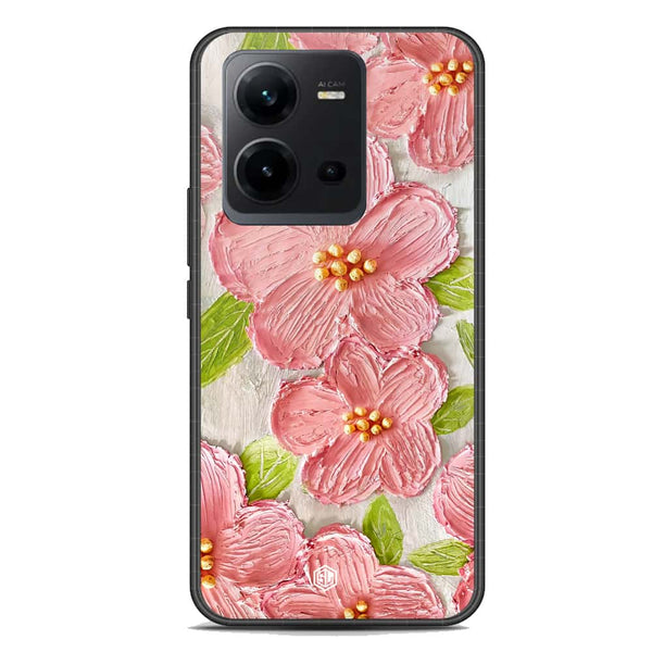 Floral Series Soft Phone Case - Premium Glass Case - Design 9 - Vivo V25e