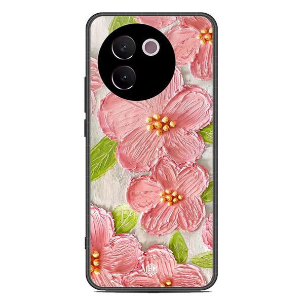 Floral Series Soft Phone Case - Premium Glass Case - Design 9 - Vivo V30e