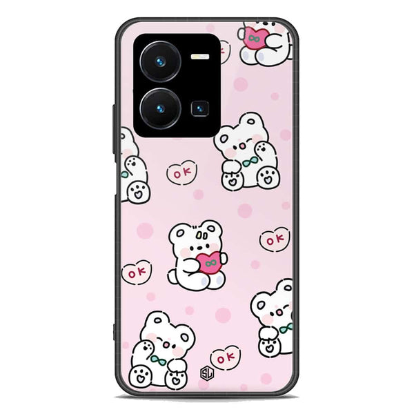 Cute Chic Series Soft Phone Case - Premium Glass Case - Design 1 - Vivo Y35