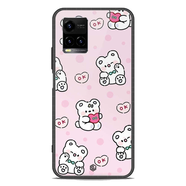 Cute Chic Series Soft Phone Case - Premium Glass Case - Design 1 - Vivo Y33s