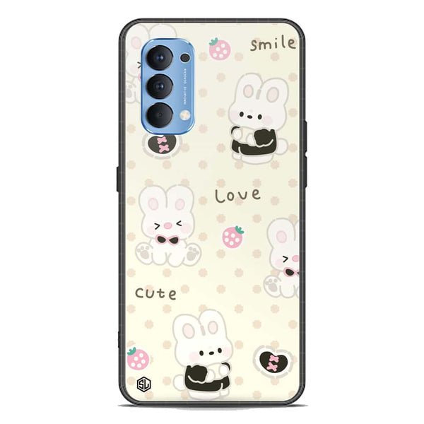 Cute Chic Series Soft Phone Case - Premium Glass Case - Design 4 - Oppo Reno 4