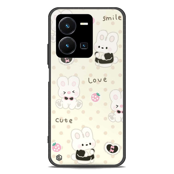 Cute Chic Series Soft Phone Case - Premium Glass Case - Design 4 - Vivo Y35