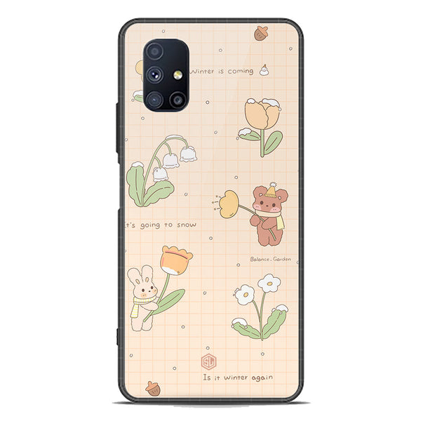 Cute Korean Design Series Soft Phone Case - Premium Glass Case - Design 4 - Samsung Galaxy M51