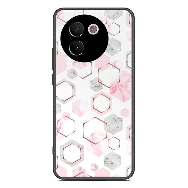 Stylish Marble Series Soft Phone Case - Premium Glass Case - Design 4 - Vivo V30e