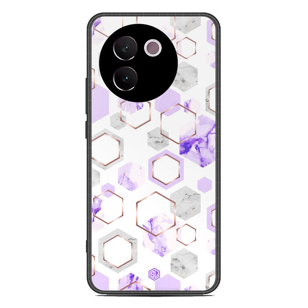 Stylish Marble Series Soft Phone Case - Premium Glass Case - Design 5 - Vivo V30e